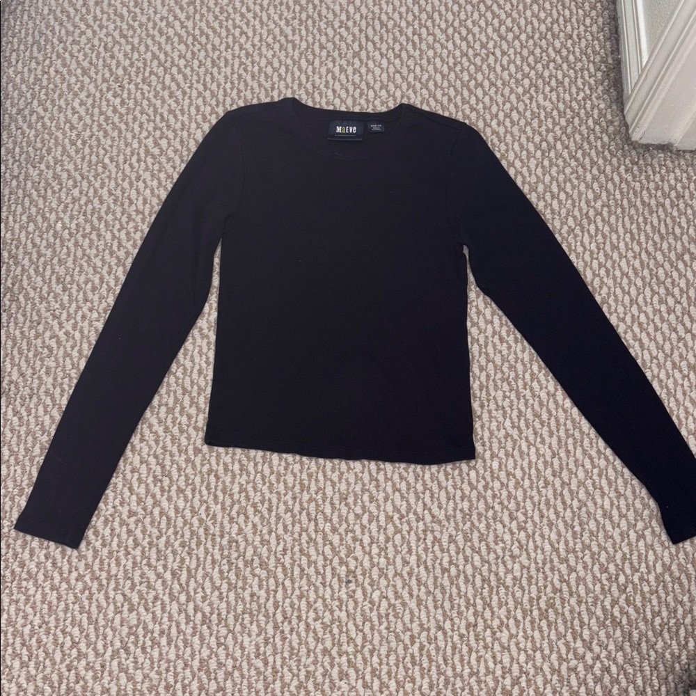 Anthropologie Maeve Charcoal Long Sleeve Top